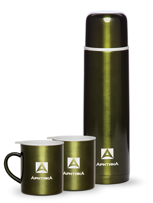 Подарочный набор Арктика, цветной (Термос,1000мл + 2 кружки невакуумные, 300мл) Подарочный набор Арктика, цветной (Термос,1000мл + 2 кружки невакуумные, 300мл)