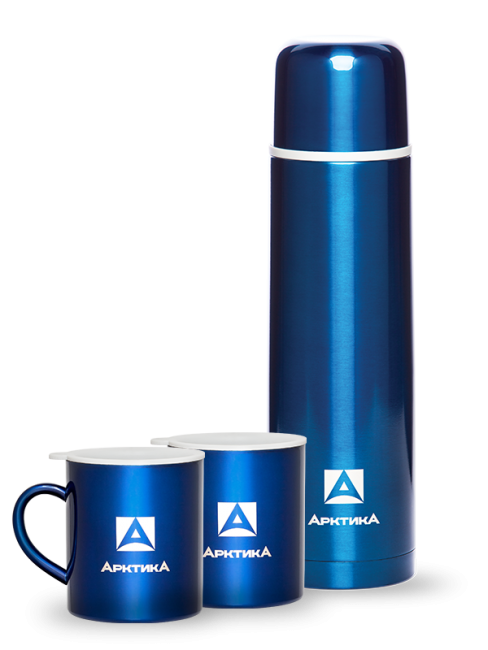 Подарочный набор Арктика, цветной (Термос,1000мл + 2 кружки невакуумные, 300мл) Подарочный набор Арктика, цветной (Термос,1000мл + 2 кружки невакуумные, 300мл)