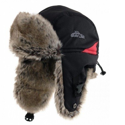 Шапка-ушанка Novatex Grayling "Nelma" (Кошачий глаз, черно-красный)