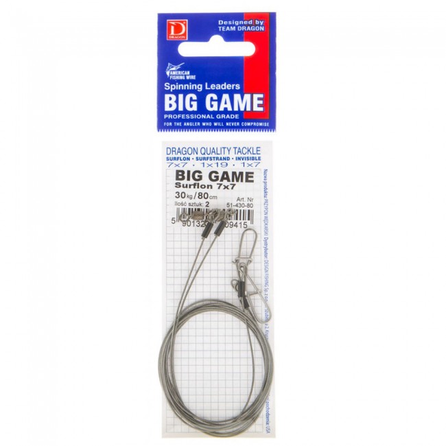 Поводок Dragon 7x7 Surflon A.F.W. Big Game (2шт) Поводок Dragon 7x7 Surflon A.F.W. Big Game (2шт)