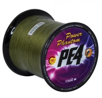 Шнур Power Phantom PE4, 1500м (зеленый) Шнур Power Phantom PE4, 1500м (зеленый)